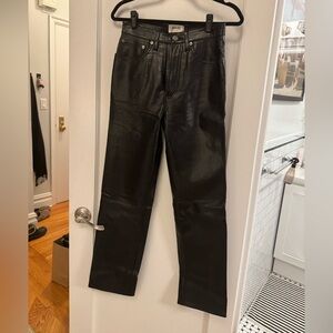 Agolde 90s Pinch Waist Leather Straight Leg Pants